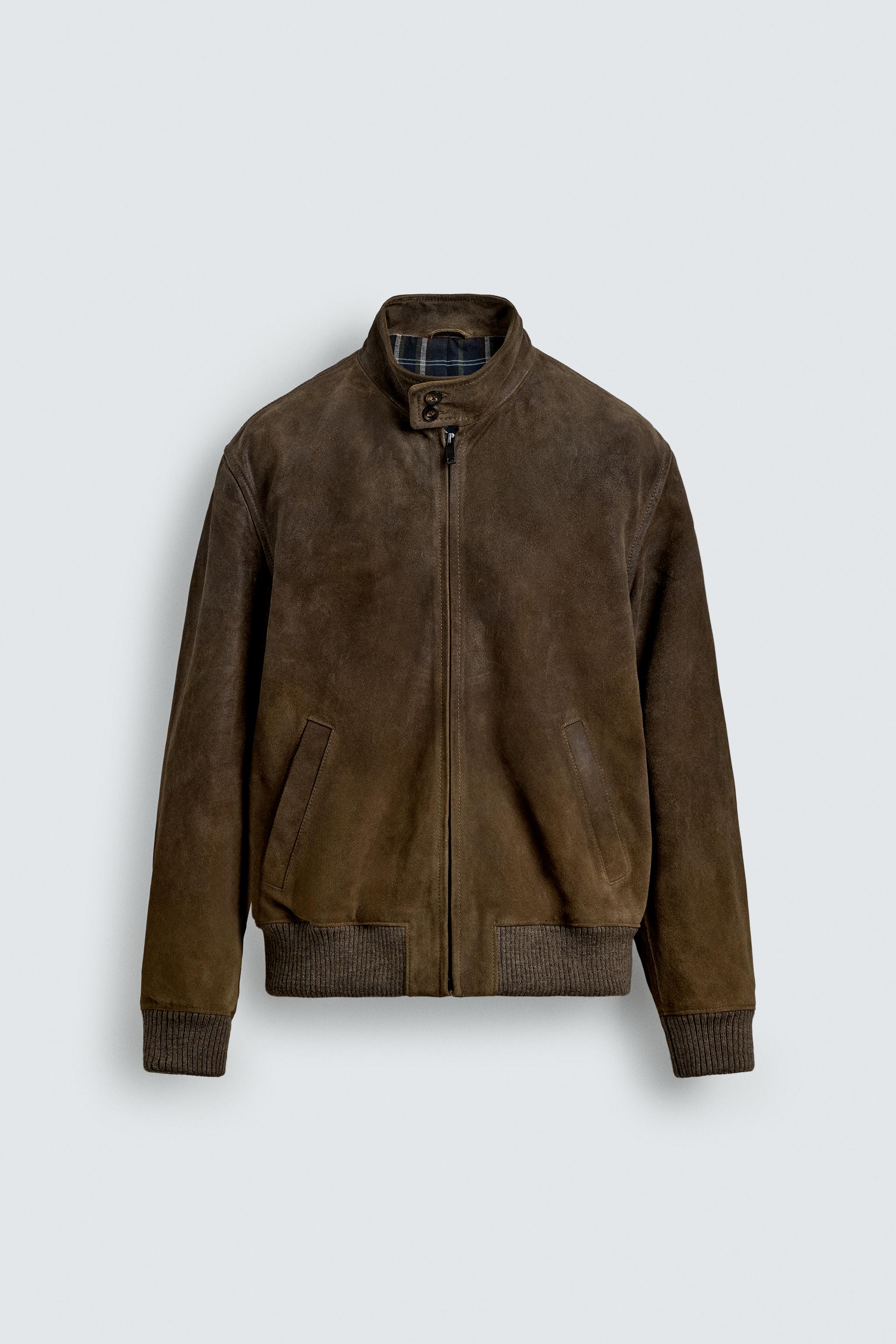 BLOUSON REGULAR FIT CUIR DAIM